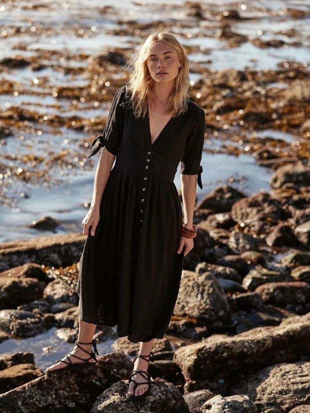 Free People - Love of My Life Midi Dress - NWT - Size XL - Black - Picture 10 of 13